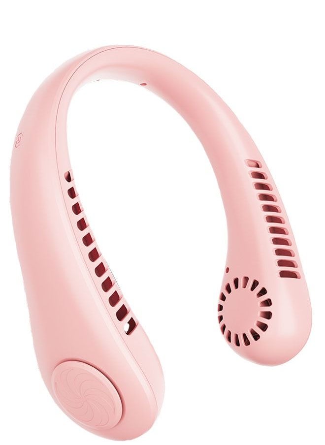 Generic Mute Hanging Neck Fan Head Mounted Sports Small Fan 3 Speeds Adjustment USB Powered Neck Fan for Outdoor Indoor Hands Free Bladeless Fan（Pink）  - Image 1