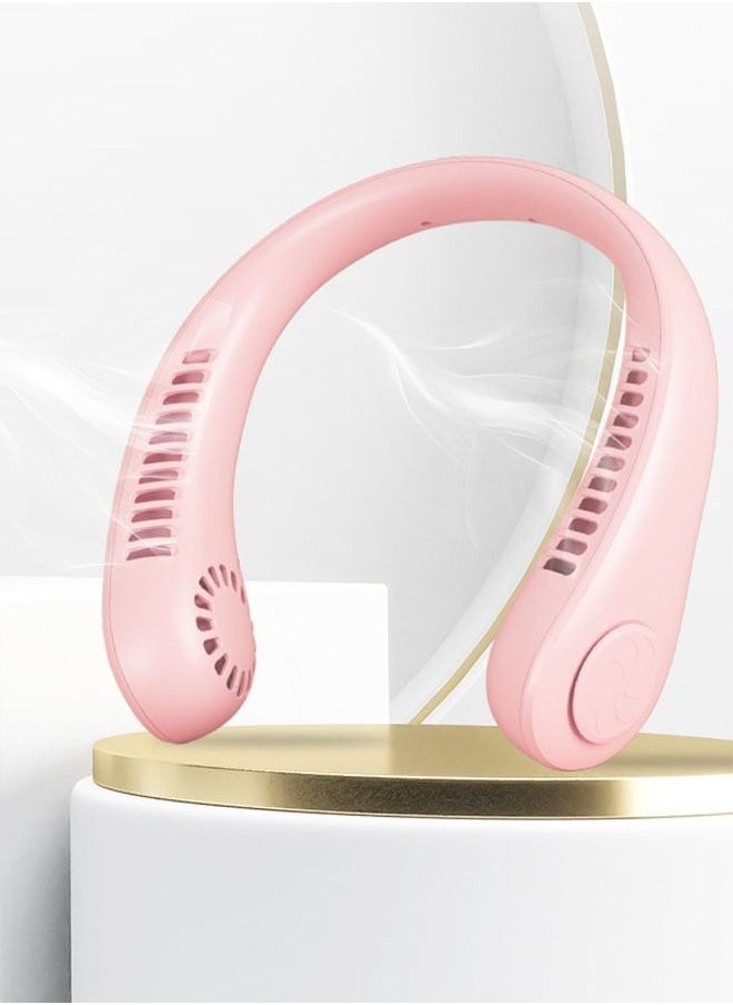Generic Mute Hanging Neck Fan Head Mounted Sports Small Fan 3 Speeds Adjustment USB Powered Neck Fan for Outdoor Indoor Hands Free Bladeless Fan（Pink）  - Image 5