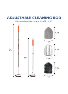 Excefore Floor Scrub Brush, 3-In-1 Tile Tub Scrubber with 52-inch Adjustable Long Handle Shower Cleaner Brush and 3 Detachable Replacement Brush Heads for Bathroom, Bathtub, Floor, Wall  - Image 2