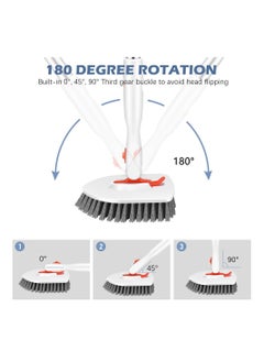 Excefore Floor Scrub Brush, 3-In-1 Tile Tub Scrubber with 52-inch Adjustable Long Handle Shower Cleaner Brush and 3 Detachable Replacement Brush Heads for Bathroom, Bathtub, Floor, Wall  - Image 3
