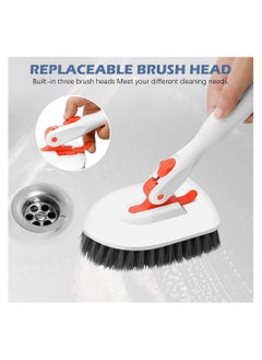 Excefore Floor Scrub Brush, 3-In-1 Tile Tub Scrubber with 52-inch Adjustable Long Handle Shower Cleaner Brush and 3 Detachable Replacement Brush Heads for Bathroom, Bathtub, Floor, Wall  - Image 4