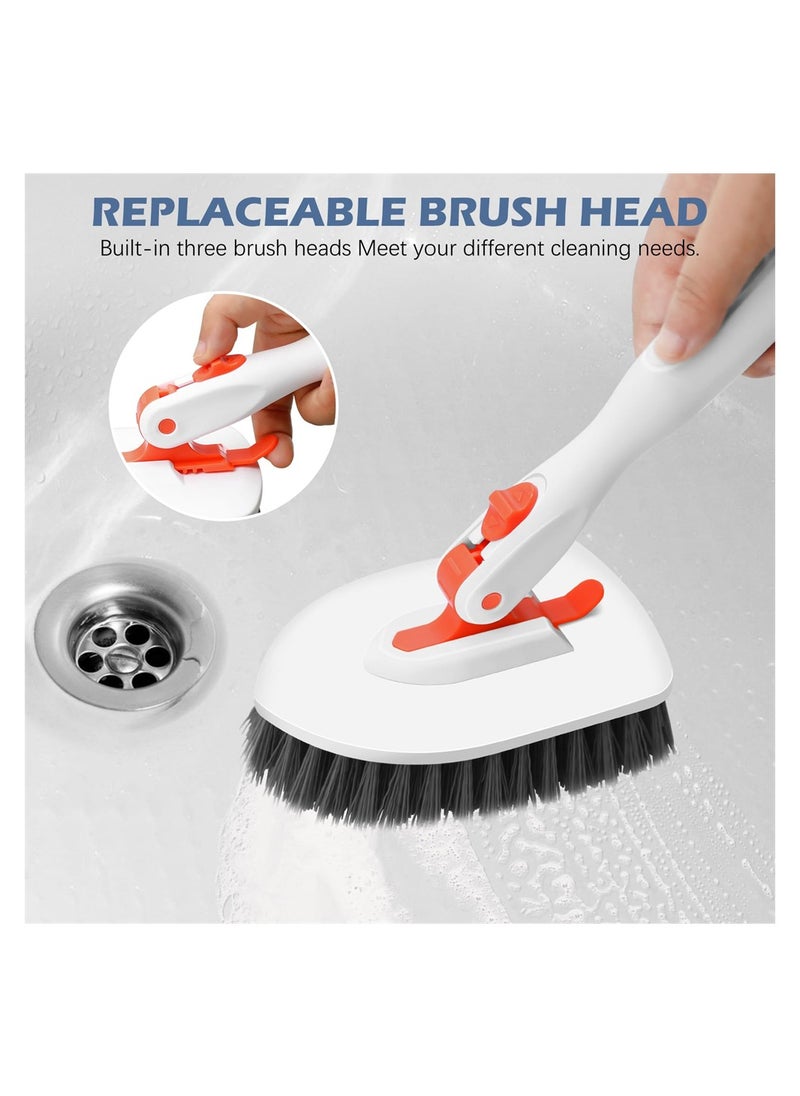 Excefore Floor Scrub Brush, 3-In-1 Tile Tub Scrubber with 52-inch Adjustable Long Handle Shower Cleaner Brush and 3 Detachable Replacement Brush Heads for Bathroom, Bathtub, Floor, Wall  - Image 4