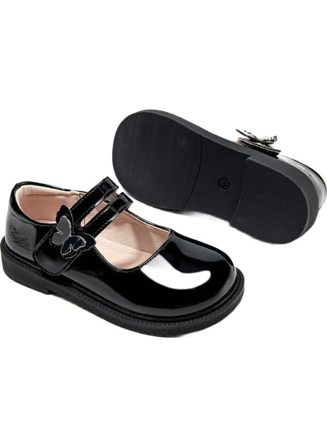 Barbie Children'S Shoes, Girls' Spring And Autumn Student Stage Black Leather Shoes, Versatile School Performance Leather Shoes, Da6561 Black, Size 34 - Image 1