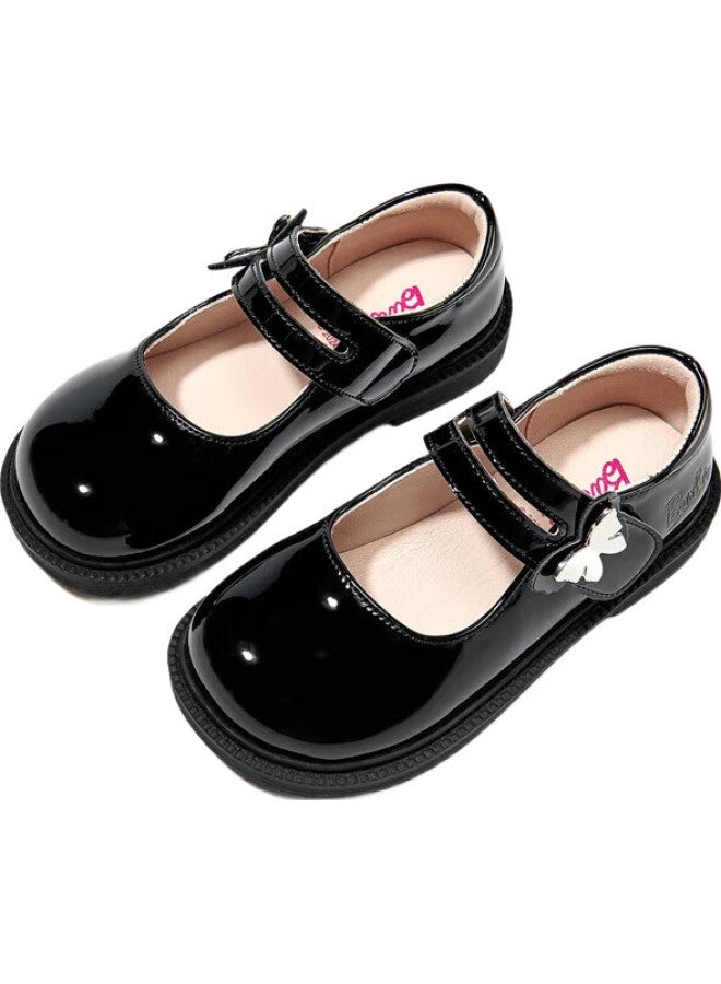 Barbie Children'S Shoes, Girls' Spring And Autumn Student Stage Black Leather Shoes, Versatile School Performance Leather Shoes, Da6561 Black, Size 34 - Image 2