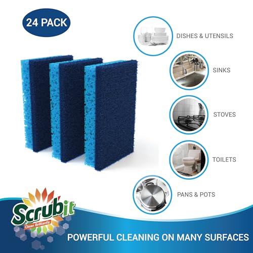 Scrubit Non-Scratch Cleaning Scrub Sponges- Scrubbing Dish Sponge Ideal for Washing Kitchen,Dishes, Bathroom &More – Dishwashing Sponge Along with A Thought Scrubber – 24 sponges - Image 3