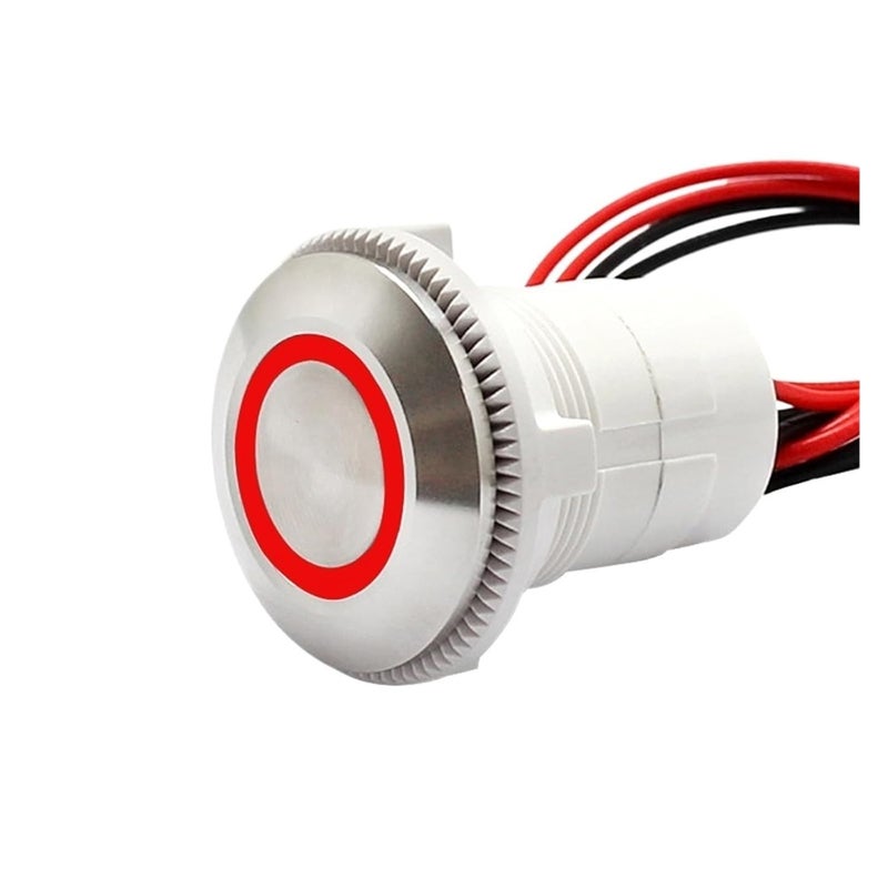 22 مم مفتاح ضغط من الفولاذ المقاوم للصدأ مقاوم للماء IP68 مع رمز الطاقة 220 فولت مؤقت LED أحمر - Image 3