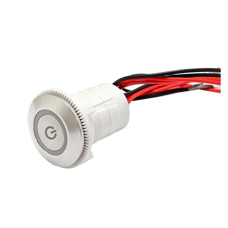 22 مم مفتاح ضغط من الفولاذ المقاوم للصدأ مقاوم للماء IP68 مع رمز الطاقة 220 فولت مؤقت LED أحمر - Image 2