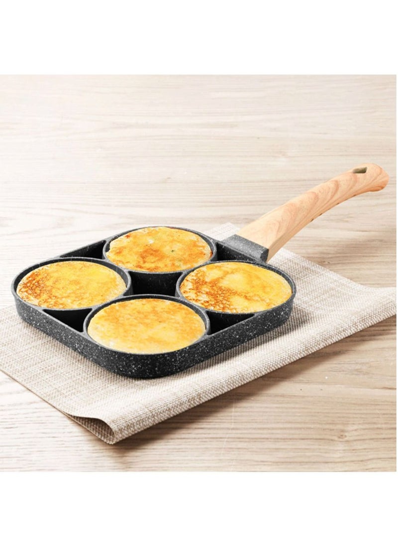 Generic - Egg Frying Pan，Non Stick Egg Cooker Pan Compatible with All Heat Sources,for Egg Burger/Breakfast Pancake Pan/Omelette，Suitable for Gas Stove & Induction cooker(four section) - Image 1