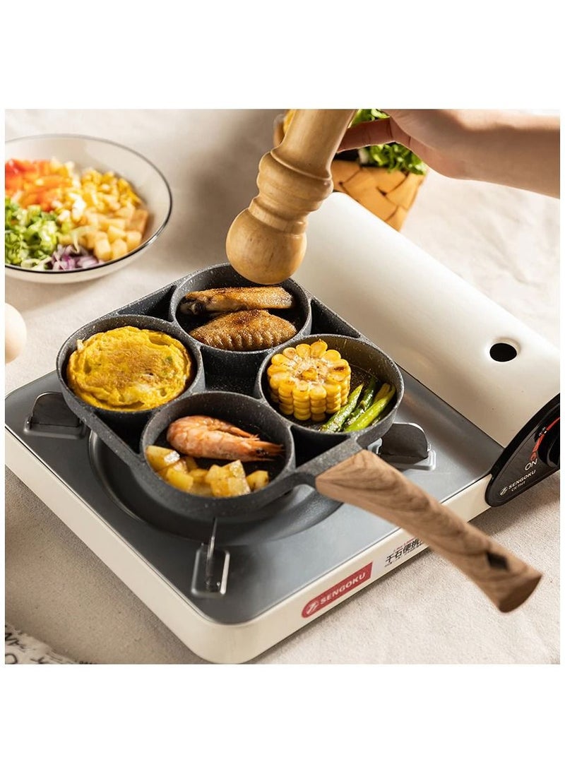Generic - Egg Frying Pan，Non Stick Egg Cooker Pan Compatible with All Heat Sources,for Egg Burger/Breakfast Pancake Pan/Omelette，Suitable for Gas Stove & Induction cooker(four section) - Image 1