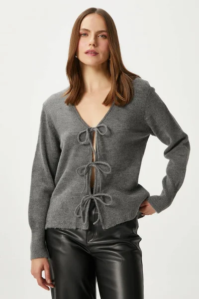 Ritnice Women's Tena Laced Anthracite Knitted Cardigan