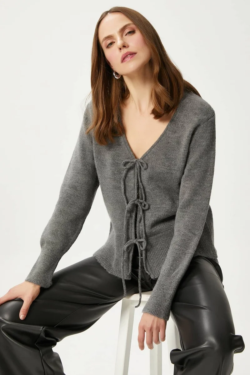 Ritnice Women's Tena Laced Anthracite Knitted Cardigan