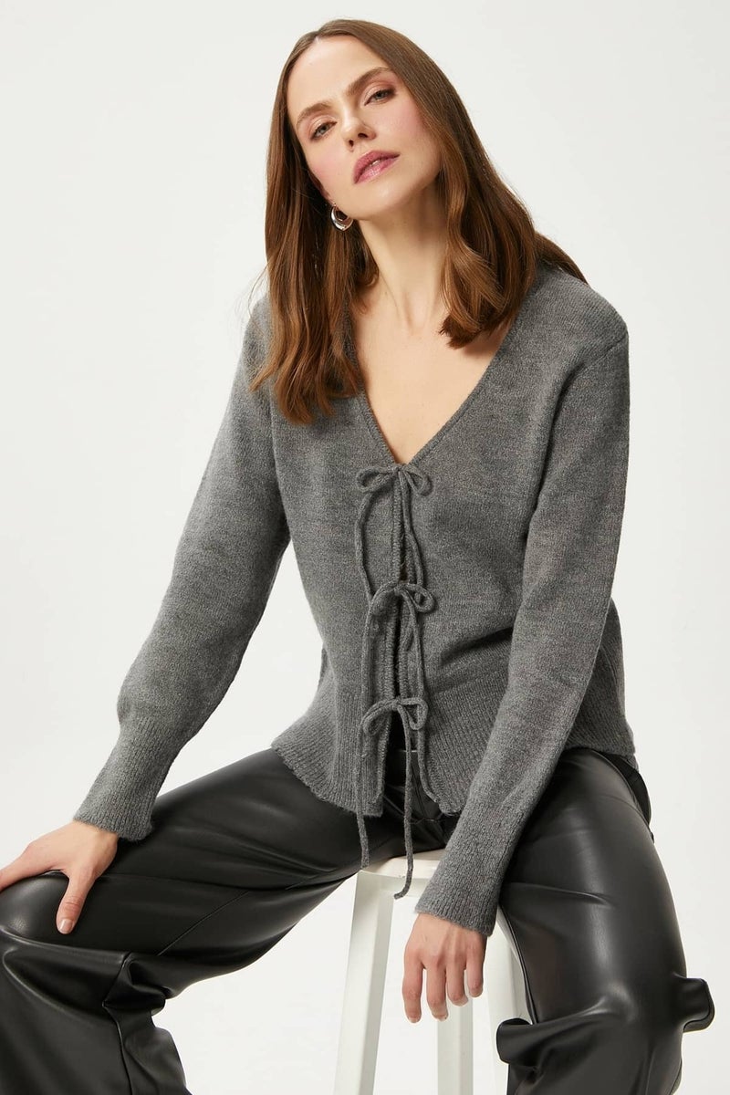 Ritnice Women's Tena Laced Anthracite Knitted Cardigan  - Image 3
