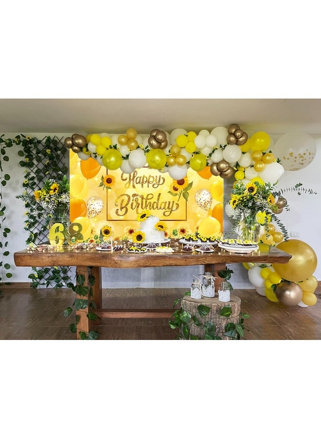 CINRAY Sunflower Happy Birthday Backdrop Sunflower Birthday Party Decorations 7X5Ft Yellow Sunflower Photography Background For Kids Women Men Birthday Party Banner Supplies - Image 3