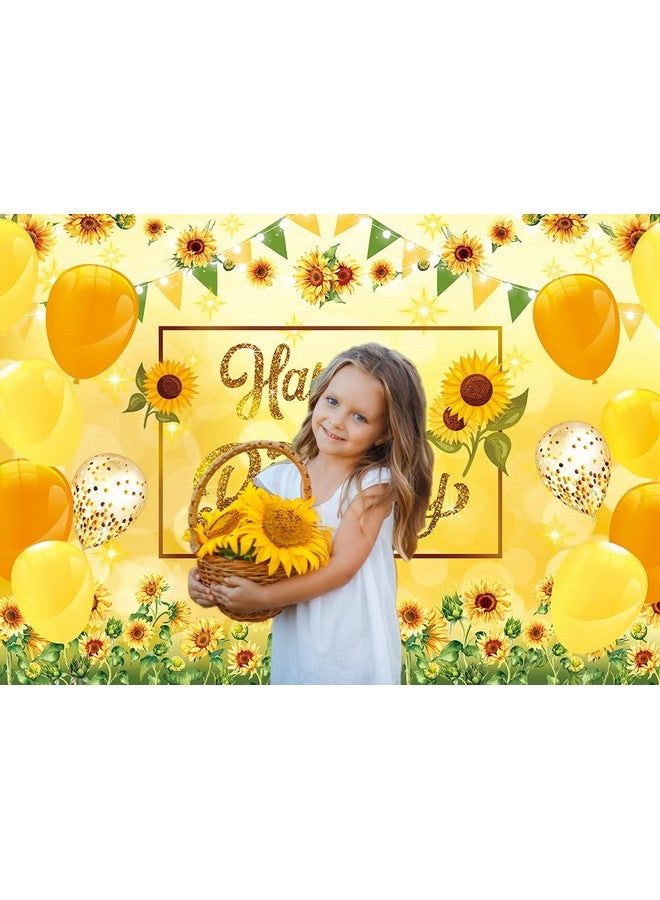 CINRAY Sunflower Happy Birthday Backdrop Sunflower Birthday Party Decorations 7X5Ft Yellow Sunflower Photography Background For Kids Women Men Birthday Party Banner Supplies - Image 4