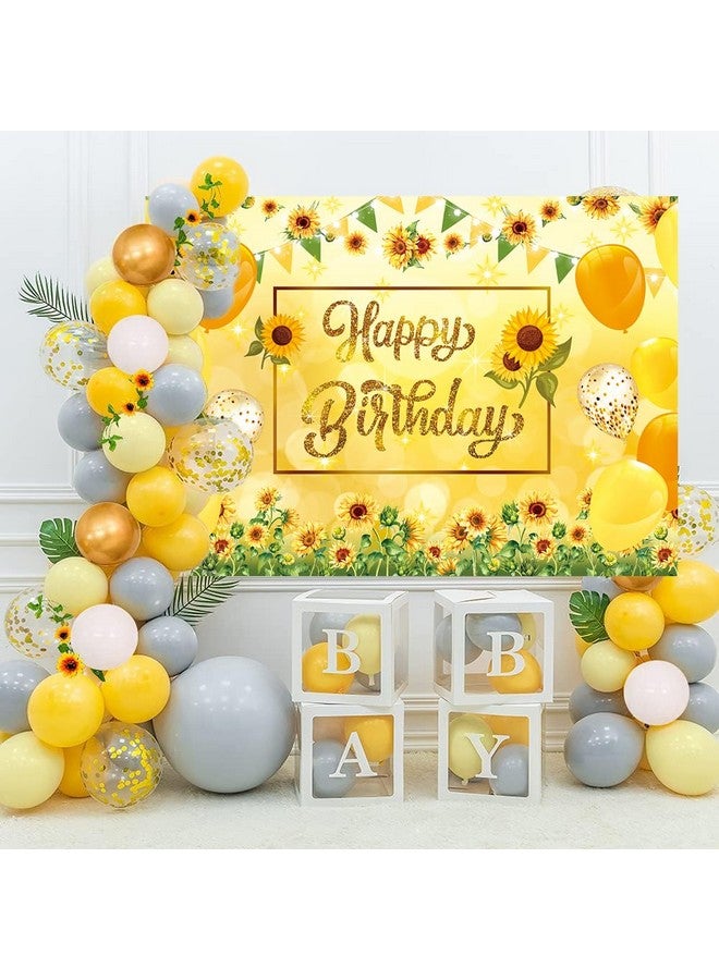 CINRAY Sunflower Happy Birthday Backdrop Sunflower Birthday Party Decorations 7X5Ft Yellow Sunflower Photography Background For Kids Women Men Birthday Party Banner Supplies - Image 5
