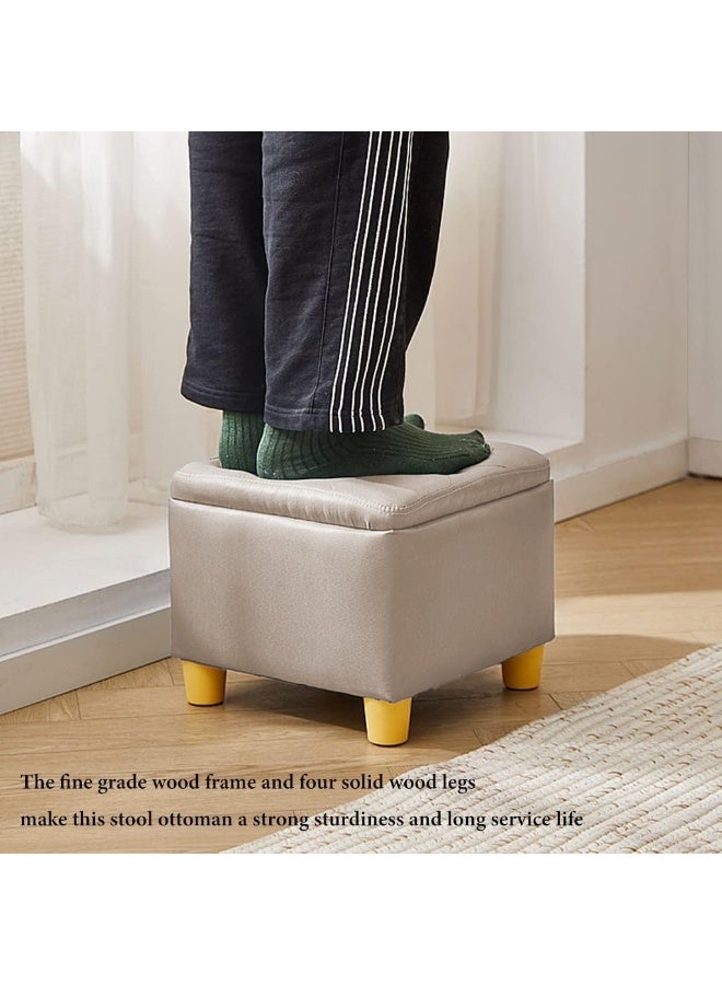 XiuWoo Multifunctional Foldable Leather Cube Storage Organizer, Foot Rest, Lid Stool Seat Chair, Folding Storage Ottoman Storage Ches Box, Bench, Chest with Thickening Square Sponge Seat Padded  - Image 3