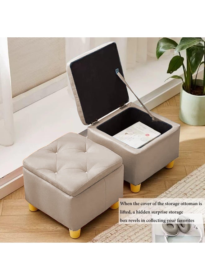 XiuWoo Multifunctional Foldable Leather Cube Storage Organizer, Foot Rest, Lid Stool Seat Chair, Folding Storage Ottoman Storage Ches Box, Bench, Chest with Thickening Square Sponge Seat Padded  - Image 4