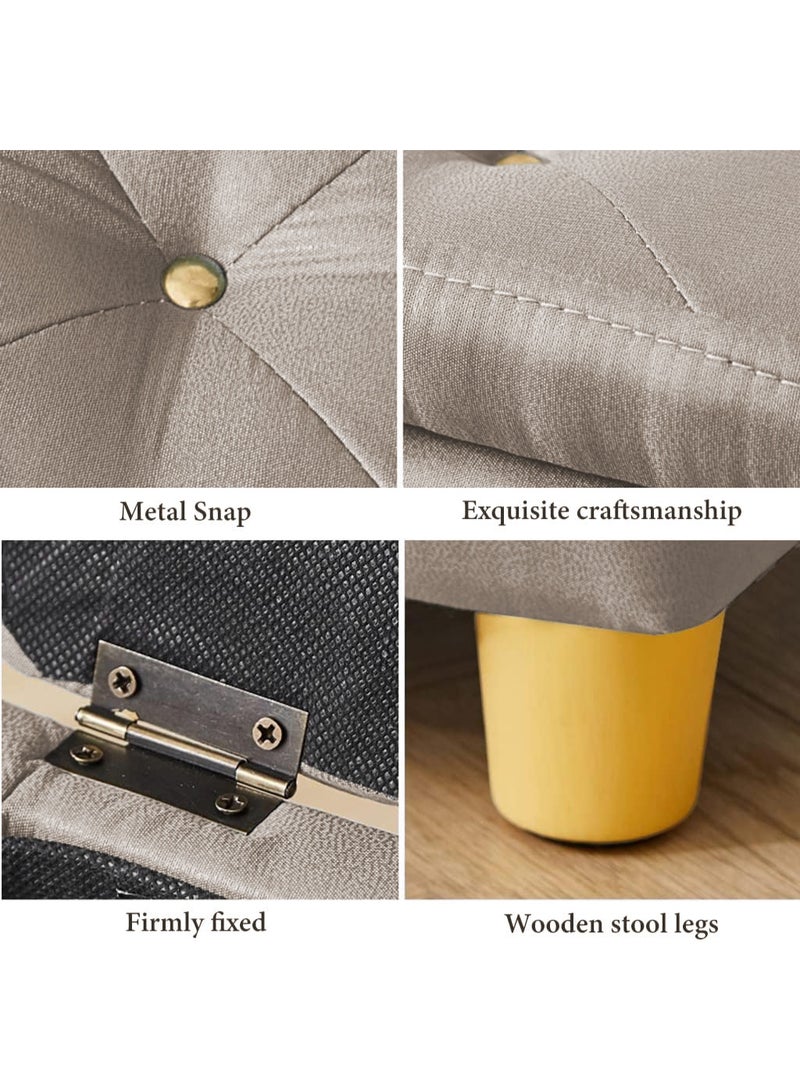 XiuWoo Multifunctional Foldable Leather Cube Storage Organizer, Foot Rest, Lid Stool Seat Chair, Folding Storage Ottoman Storage Ches Box, Bench, Chest with Thickening Square Sponge Seat Padded  - Image 2