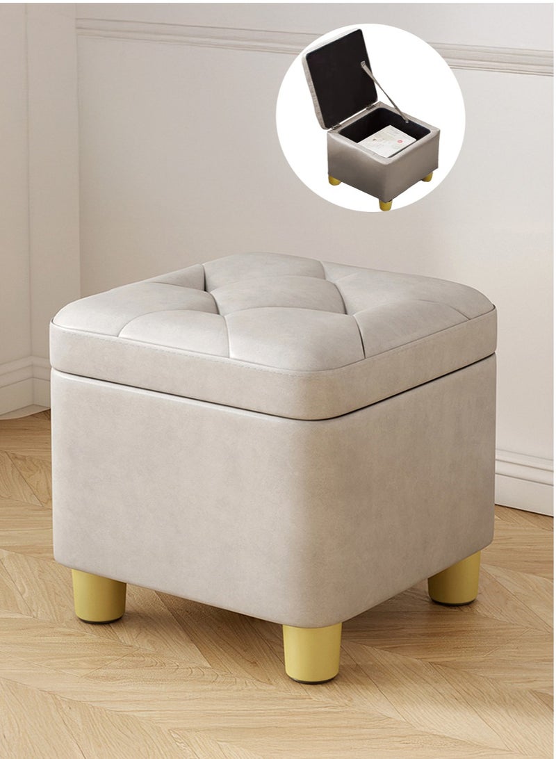 XiuWoo Multifunctional Foldable Leather Cube Storage Organizer, Foot Rest, Lid Stool Seat Chair, Folding Storage Ottoman Storage Ches Box, Bench, Chest with Thickening Square Sponge Seat Padded  - Image 1