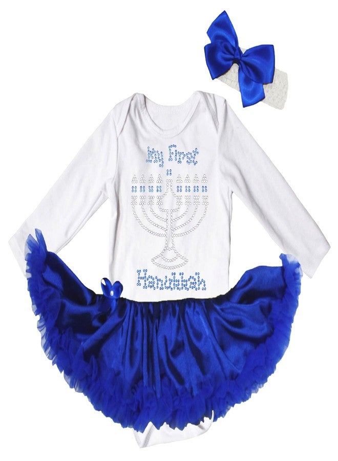 Petitebella Rhinestones My First Hanukkah L/s Baby Dress Nb-18m (White/Blue, 6-12 Months)