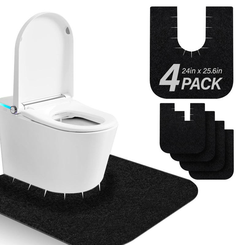 ANWEOR 4 Pack Toilet Mats,Upgrade Toilet Floor Protector from Urine,Toilet Rugs U Shaped Washable,Toilet Mats for Bathroom,Around Toilet Floor Protector,Potty Training Mats for Bathroom - Image 1