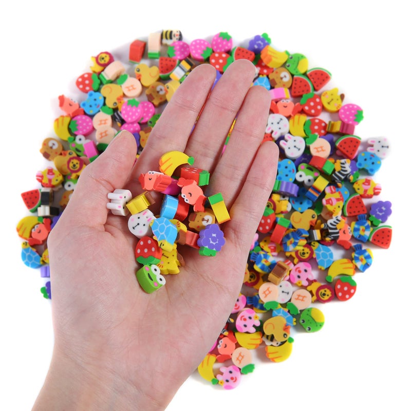 TDOCK 300 Pieces Mini Animal Fruit Collection Erasers for Kids, Bulk Small Pencil Erasers for Classroom Homework Rewards, Party Favors, Gift Filling - Image 3