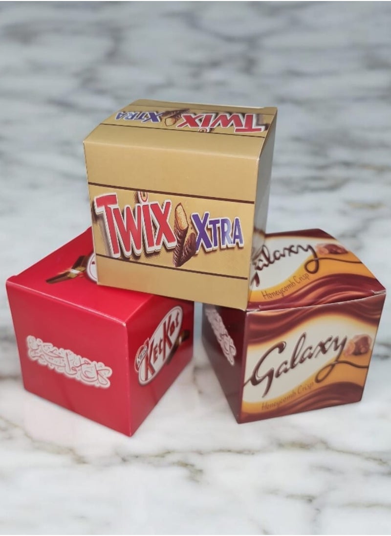 Generic - Chocolate Gift Box Set themes  Twix Xtra, KitKat, Galaxy, Decorative Handle Bag Eid Mubarak, Ramdan kareem Gift box 12pack inside best gift box for kids - Image 1