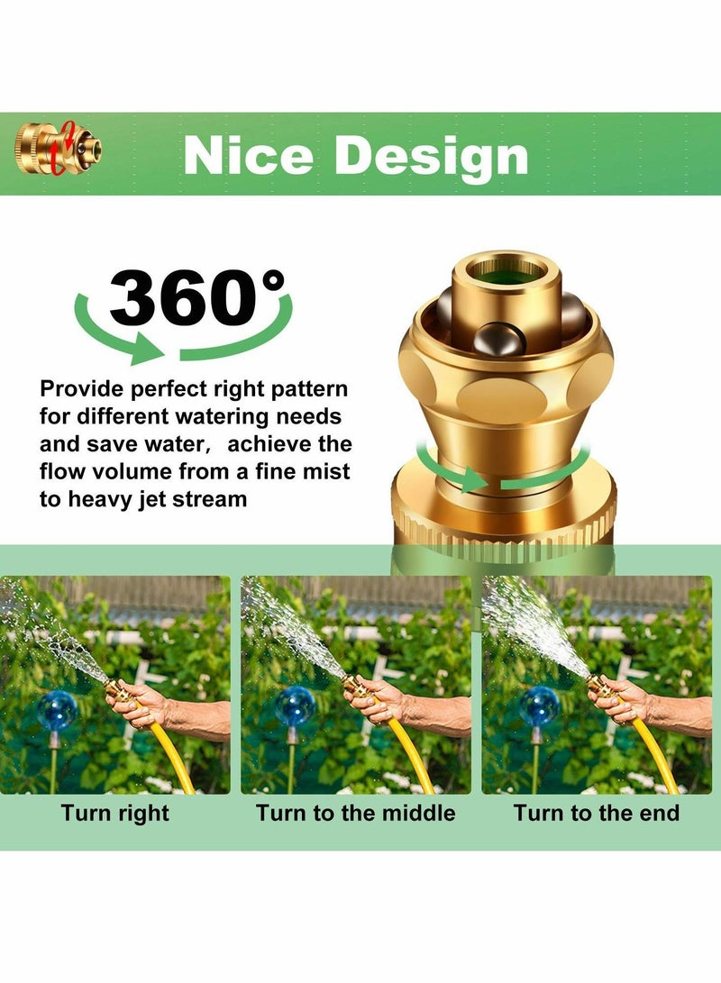 Y&D Hose Nozzle, Power Brass Adjustable Water Sprayer for Garden Watering Flowers, Hose, Car Wash (3pcs, Yellow)  - Image 3