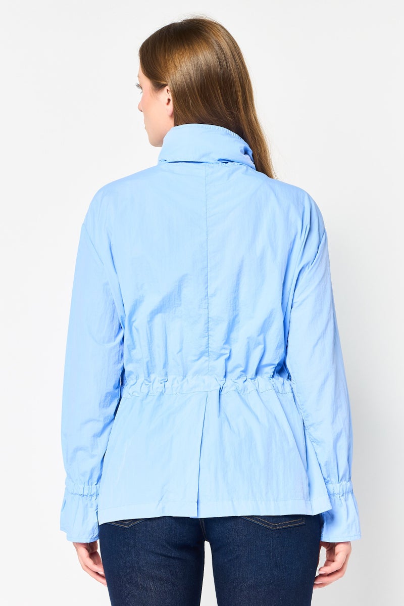 LACOSTE Women Brand Logo Windbreaker Jacket, Dark Pastel Blue - Image 4