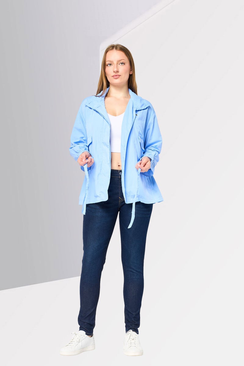 LACOSTE Women Brand Logo Windbreaker Jacket, Dark Pastel Blue - Image 2