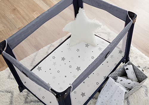 TL Care 100% Natural Cotton Fitted Pack and Play Sheet 39" x 27" - Soft & Breathable Pack N Play Sheet for Playpen, Playard & Mini Crib Mattress, Super Stars, for Boys & Girls - Image 4