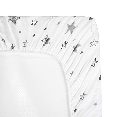 TL Care 100% Natural Cotton Fitted Pack and Play Sheet 39" x 27" - Soft & Breathable Pack N Play Sheet for Playpen, Playard & Mini Crib Mattress, Super Stars, for Boys & Girls - Image 3