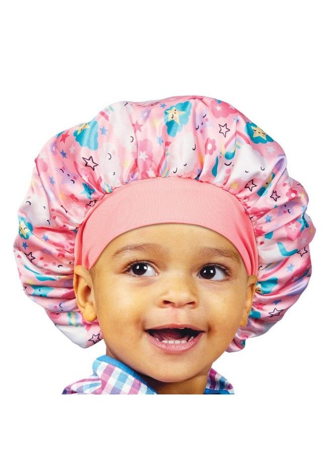 Red by Kiss Toddler Satin Bonnet Sleep Caps Hair Wraps Hair Bonnet (Pink Unicorn)  - Image 1