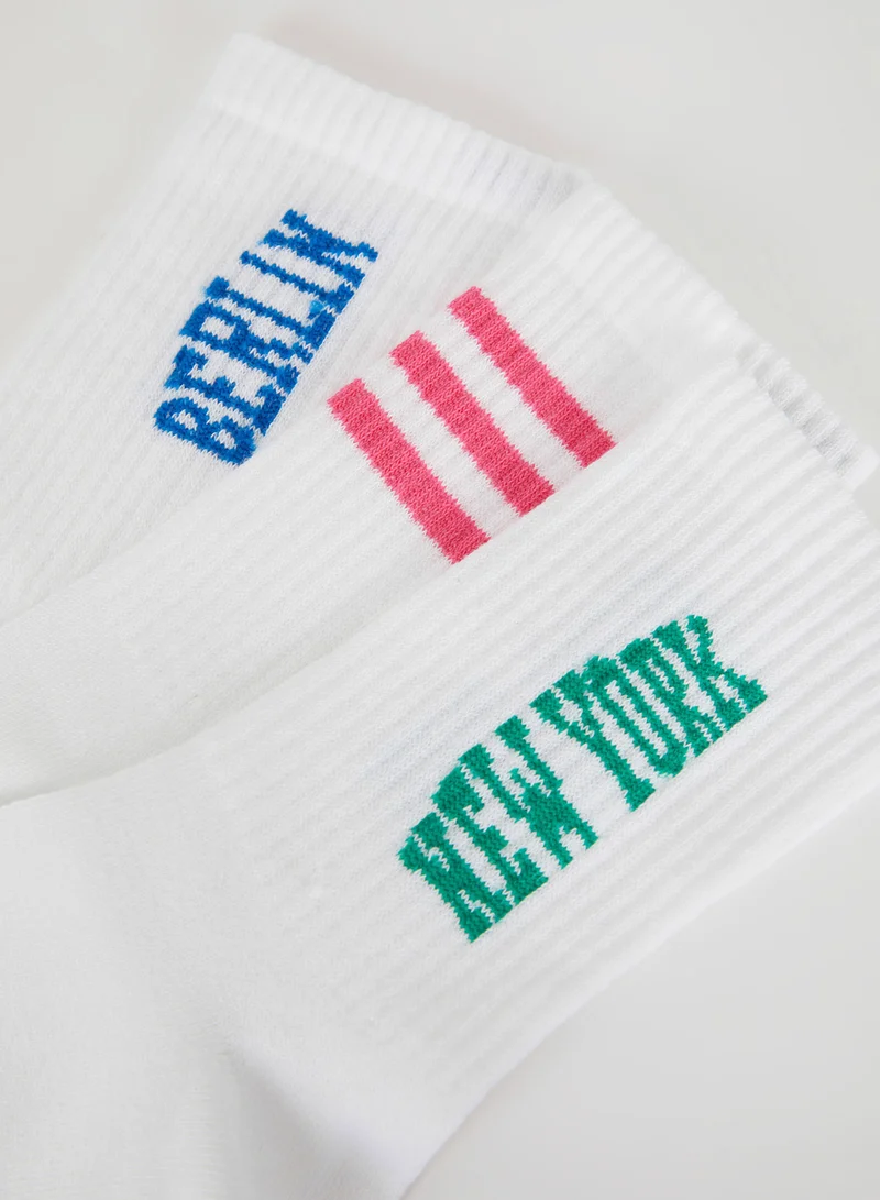 ديفاكتو Relax Fit Elasticated 3-Pack Cotton Long Socks