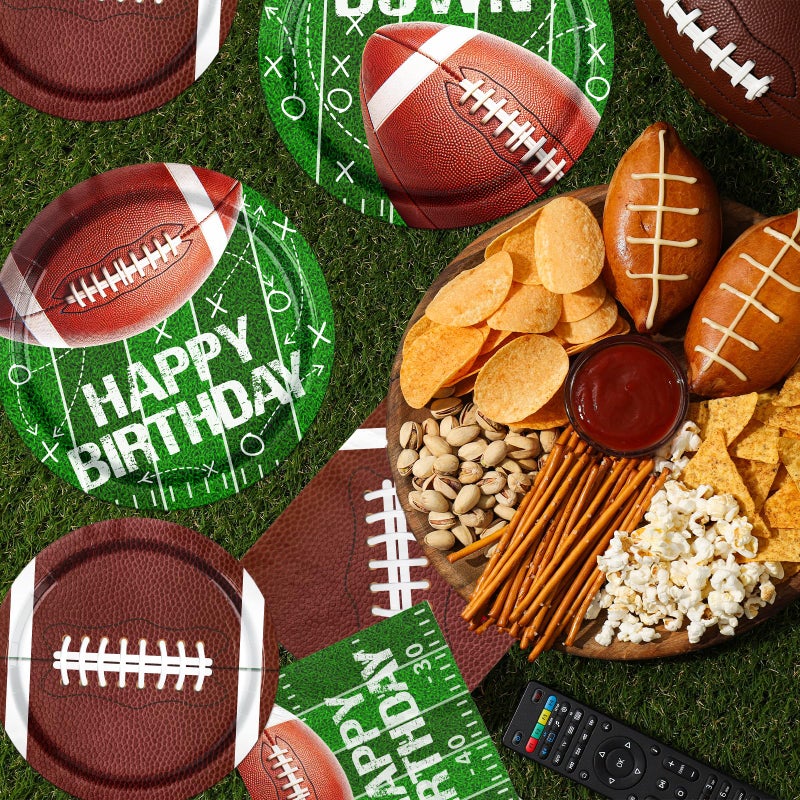 Dydamud Football Party Supplies Paper Plates and Napkins for Football Birthday Party Football Gameday Tailgate Party, Football Theme Party Decoration, Serve 25 - Image 5