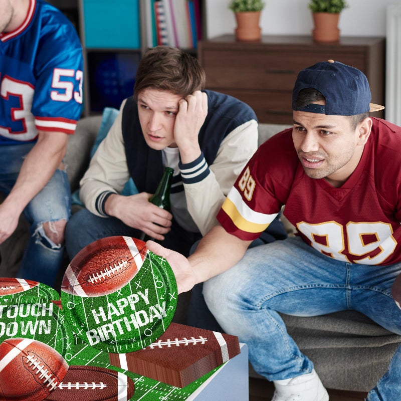 Dydamud Football Party Supplies Paper Plates and Napkins for Football Birthday Party Football Gameday Tailgate Party, Football Theme Party Decoration, Serve 25 - Image 4