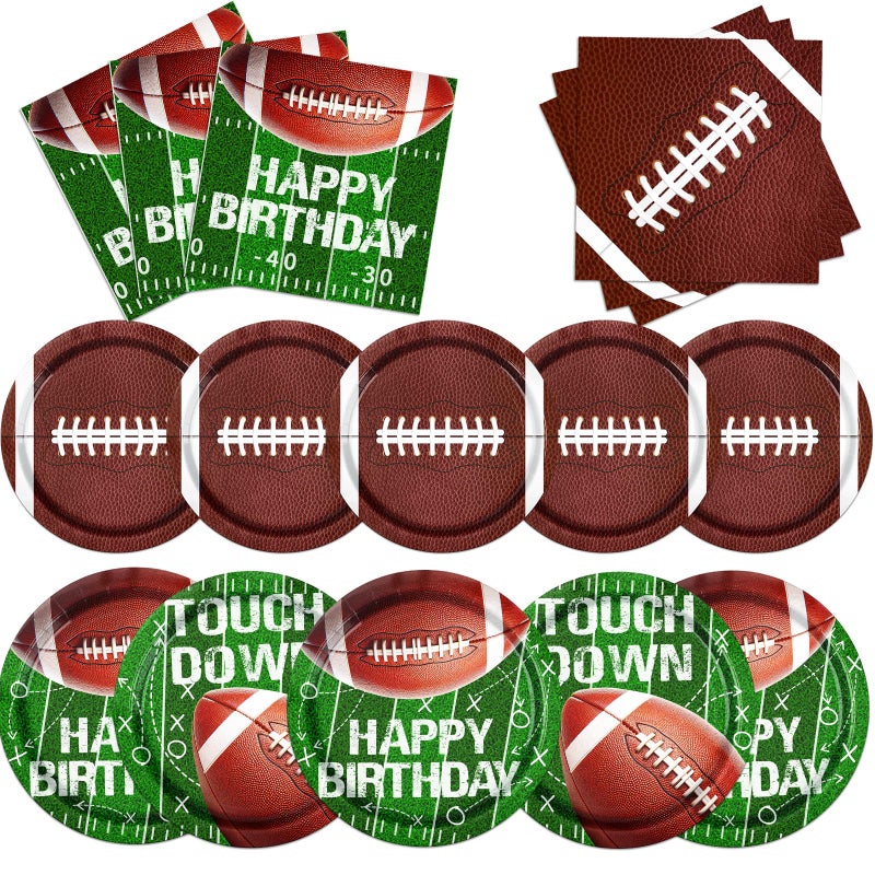 Dydamud Football Party Supplies Paper Plates and Napkins for Football Birthday Party Football Gameday Tailgate Party, Football Theme Party Decoration, Serve 25 - Image 1