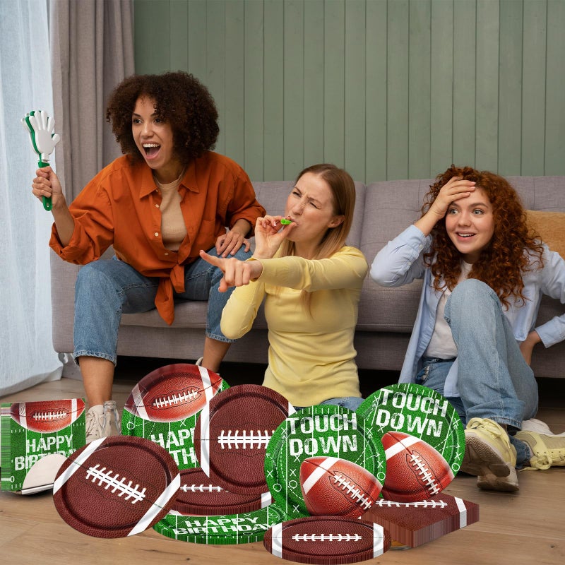 Dydamud Football Party Supplies Paper Plates and Napkins for Football Birthday Party Football Gameday Tailgate Party, Football Theme Party Decoration, Serve 25 - Image 3