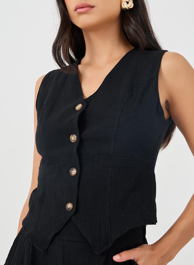 Styli Styli Solid Sleeveless Waistcoat and Wide Leg Pants Co-Ords - Image 3