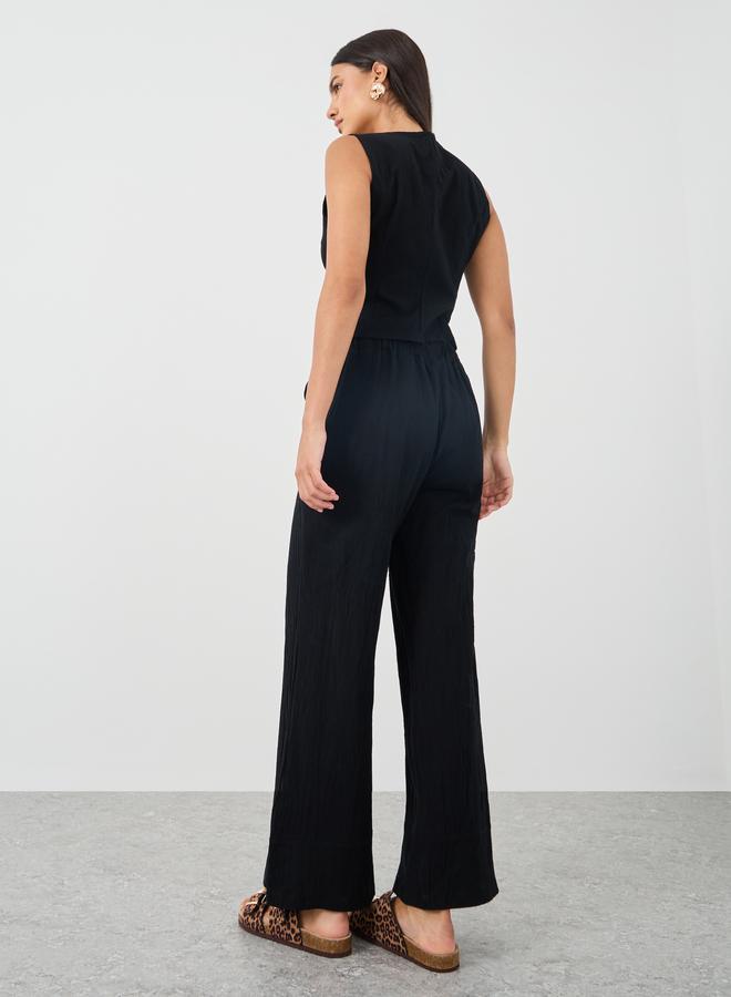 Styli Styli Solid Sleeveless Waistcoat and Wide Leg Pants Co-Ords - Image 5