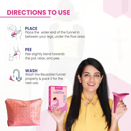 MildCares Reusable Female Urination Device – Stand & Pee Funnel for Women | Medical‑Grade Silicone | Hygienic, Leak‑Proof & Travel‑Friendly | Reduces UTI Risk | With Carry Pouch (Pack of 1) - Image 5