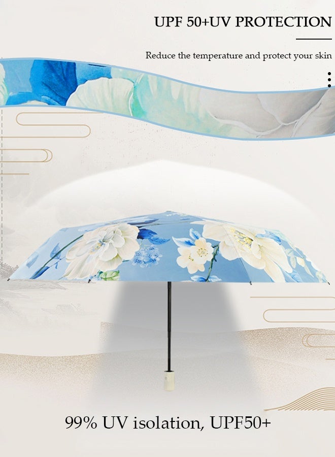 DUNISO Sun Protection Umbrella,UPF 50+,Travel Umbrella UV Protection Sun 99%,Sunscreen Sun Umbrella Women's Sun and Rain dual-use Folding umbrella Automatic Open - Image 3