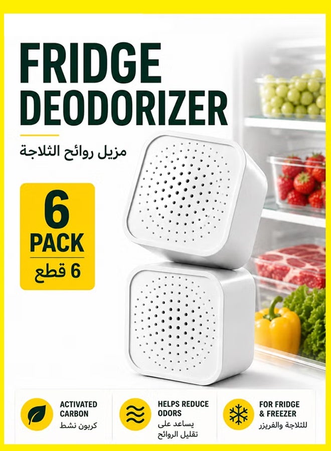 Refrigerator Deodorizer Box 6-Pack | Activated Carbon Odor Eliminator & Dehumidifier | Reusable Fridge Odor Absorber - Image 1