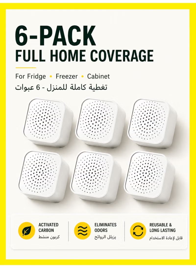 Refrigerator Deodorizer Box 6-Pack | Activated Carbon Odor Eliminator & Dehumidifier | Reusable Fridge Odor Absorber - Image 2