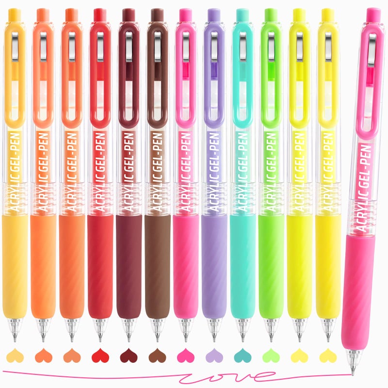 Joyask Gel Pens For Coloring, 12 Colors Retractable Colored Pens for Black Paper & White Paper, 0.7mm Fine Point Colorful Pens for Coloring, Writing, Drawing, Journaling, Note Taking, Office, Home - Image 1