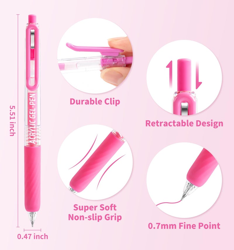 Joyask Gel Pens For Coloring, 12 Colors Retractable Colored Pens for Black Paper & White Paper, 0.7mm Fine Point Colorful Pens for Coloring, Writing, Drawing, Journaling, Note Taking, Office, Home - Image 3
