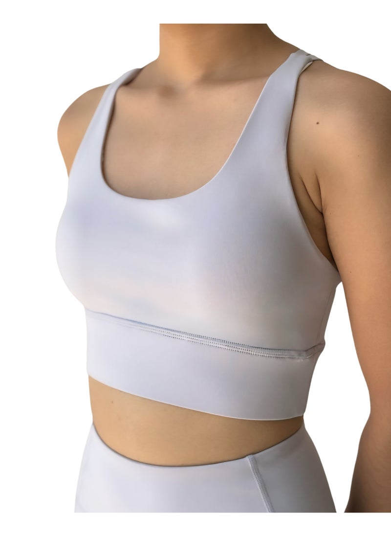 Texcraft Women's Sports Bra with Criss-Cross Back – High Elasticity & Breathable Workout Top-Lilac  - Image 3
