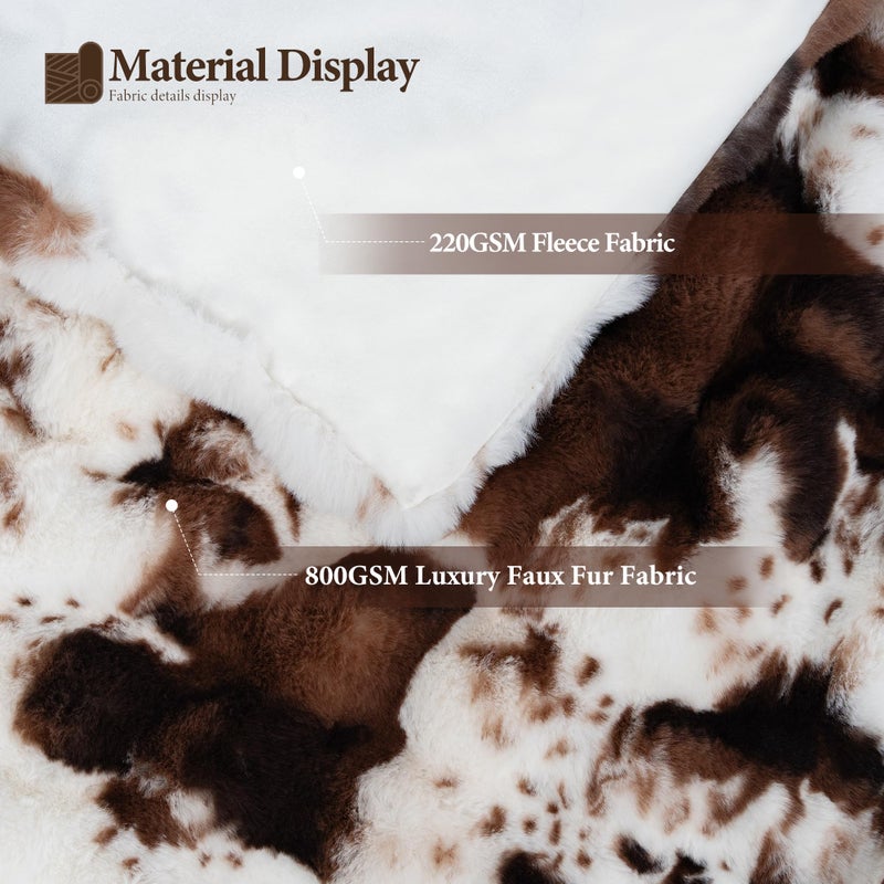 Touchat Cow Print Blanket for Couch, Faux Fur Throw Blanket, Super Heavy Warm Cozy Blankets for Bed Sofa, Bubble Plush Fuzzy Soft Mink Blanket for Living Room Bedroom, Cow Brown - Image 2
