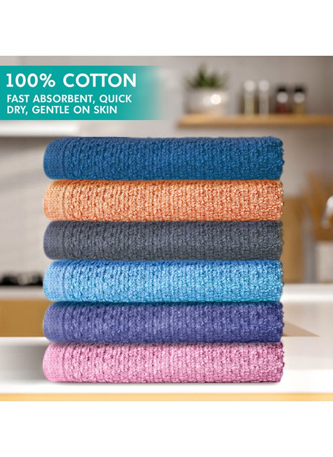 Hotel Linen Klub 100% Cotton Terry Wash Cloth 6 Pieces Set, Super Soft Quick Dry Highly Absorbent, Size: 30 x 30 cm, Multi-Colour  - Image 2