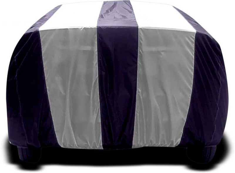 Carigiri White and Navy Blue Car Body Cover for Mahinda XUV 700(Triple Stitched,Mirror Pockets,UV Resistant,Dustproof)(Models-2021,2022) - Image 4